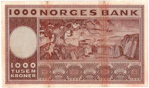 1000 kroner 1972 G.2001778 erstatningsseddel. Kv.1