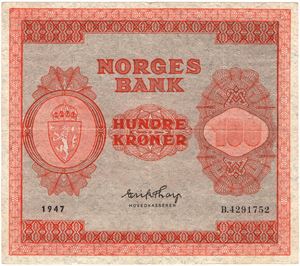 100 kroner 1947 B.4291752. Kv.1