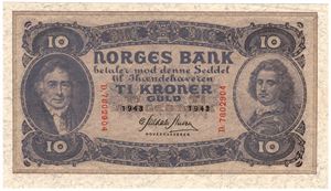 10 kroner 1943 D.7802904. Kv.0/01