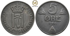 5 øre 1919 Haakon VII. Kv.01