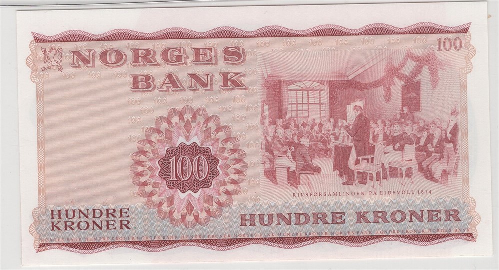 100 kroner 1970 X.5130002. Erstatningsseddel. Kv.0
