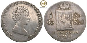 1/2 speciedaler 1821 Carl XIV Johan. Kv.1