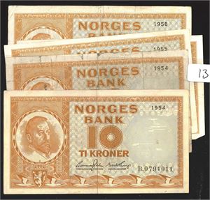 10 kr 1954B,54E,55F,56I,58N, vk