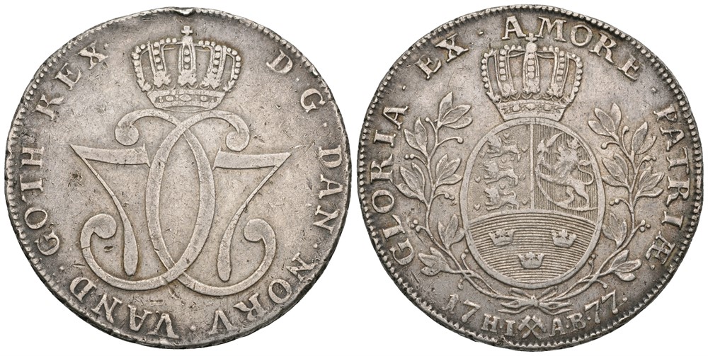 Speciedaler 1777 Christian VII. Kv.1+
