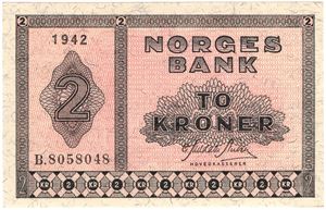 2 kroner 1942 B.8058048. Kv.01