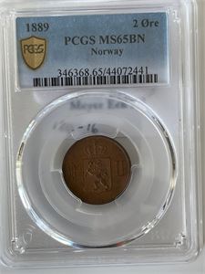 2 øre 1889 Oscar II. Kv.0