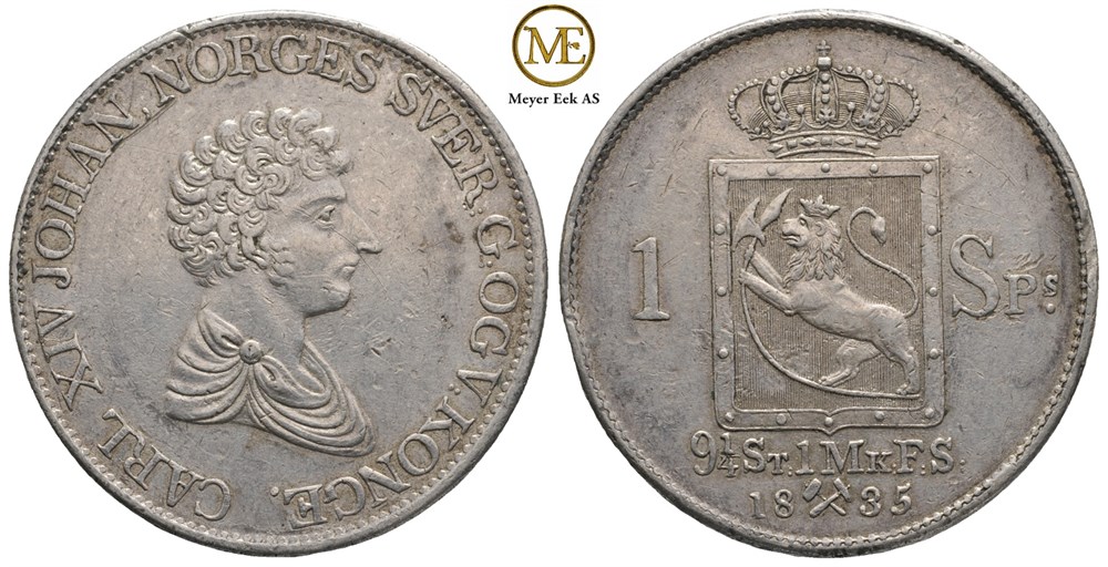 Speciedaler 1835 Carl XIV Johan. Kv.01