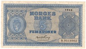 5 kroner 1946 B.9518902. Kv.0