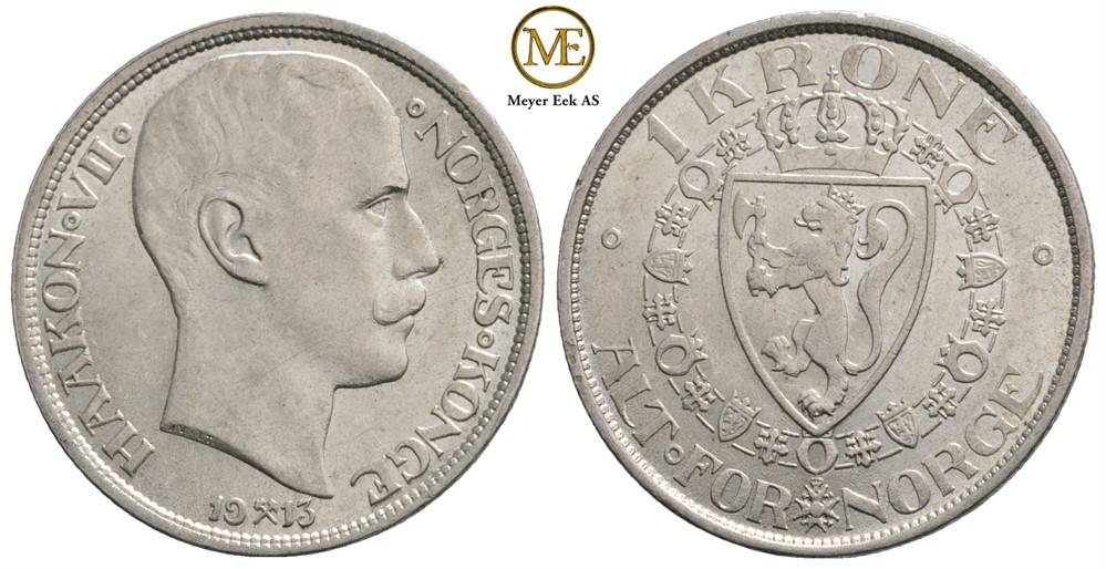 1 krone 1913 Haakon VII. Kv.0/01
