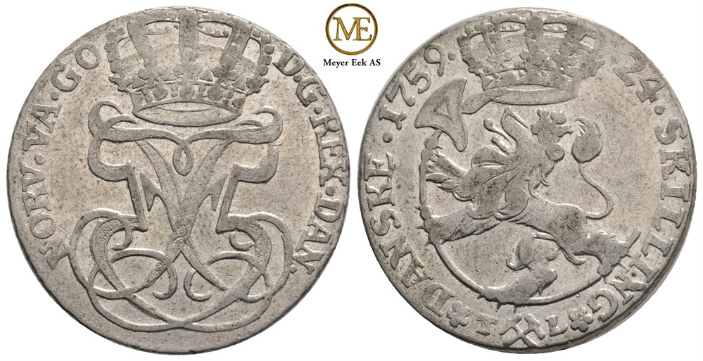 24 skilling 1759 Frederik V. NMD.16. Kv.01
