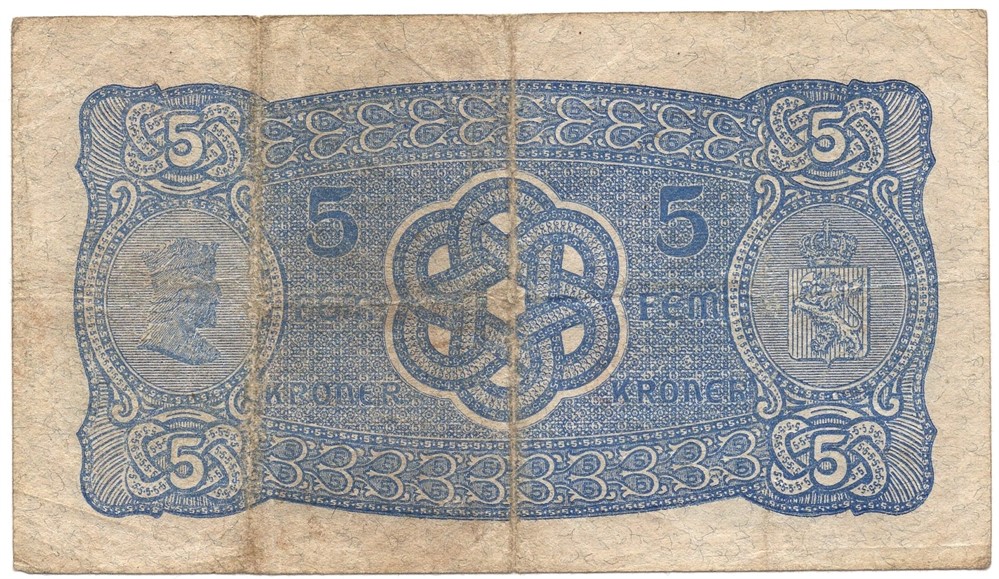 5 kroner 1917 F.6033559. Kv.1-