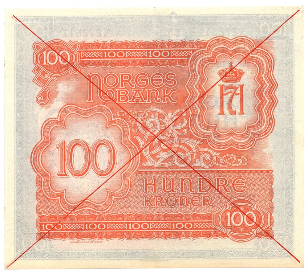 100 kroner 1944 London utgaven med kryss. Kv.0/01