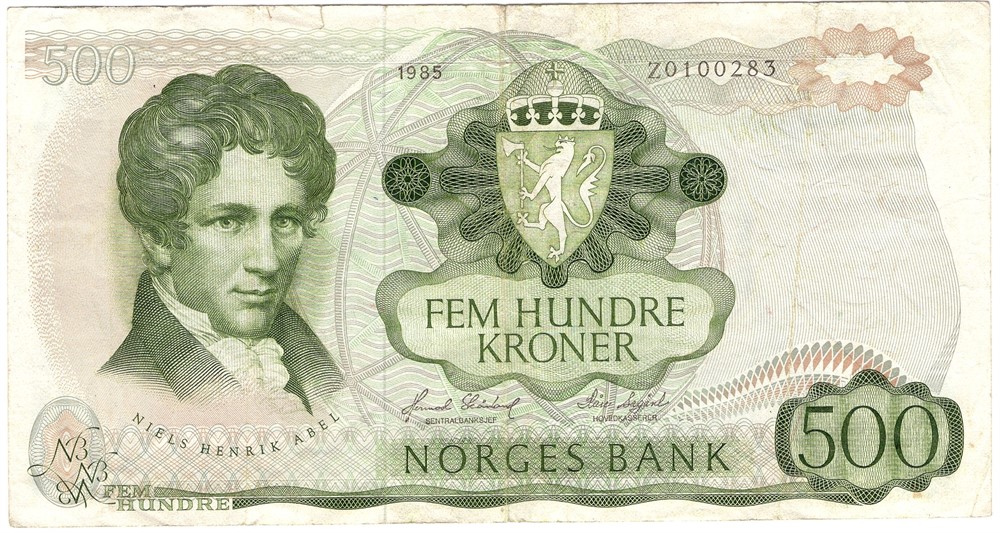 500 kroner 1985 Z.0100283 erstatningsseddel. Kv.1-