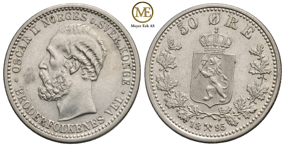 50 øre 1895 Oscar II. Kv.01