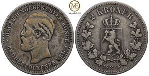 2 kroner 1885 Oscar II. Kv.1