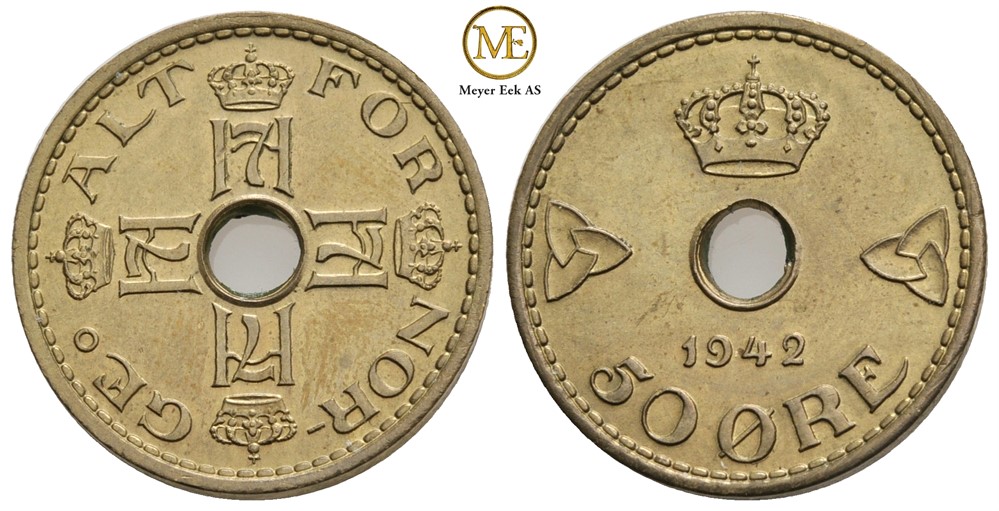 50 øre 1942 Haakon VII. London. Kv.0/01