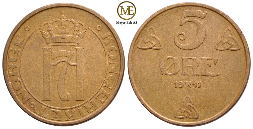 5 øre 1941 Haakon VII. Kv.0