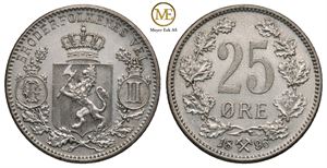 25 øre 1896 Oscar II. Kv.0/01