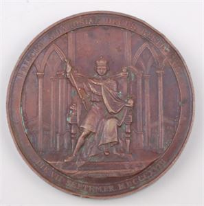 Carl XIV Johans 25-års regjeringsjubileum 1843 i bronse. Kv. 0/01
