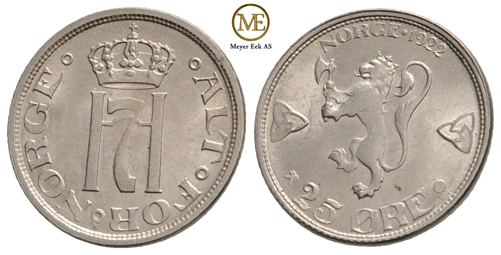 25 øre 1922 Haakon VII. Kv.0