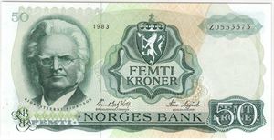 50 kroner 1983 Z.0553373. Erstatningsseddel. Kv.0