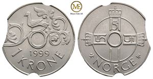 1 krone 1999. Feilpreg