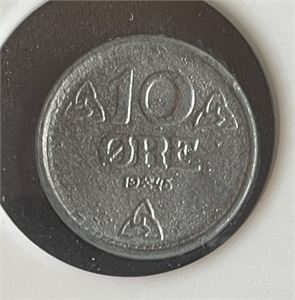 10 øre 1945 zink Kv.0