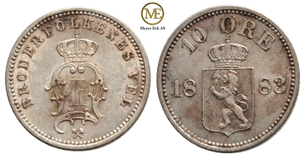 10 øre 1883 Oscar II. Kv.01