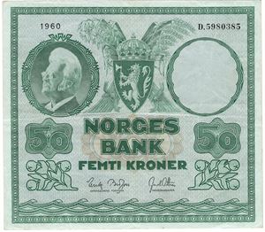 50 kroner 1960 D.5980385. Kv.1