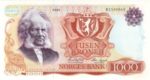 1000 kroner 1980 B.2350865. Kv.0/01