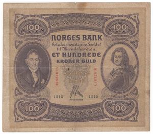 100 kroner 1915 A.1872518. SSS-Seddel. Kv.1/1-