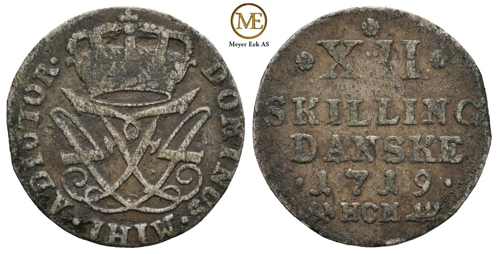 12 skilling 1719 Frederik IV. Kv.1