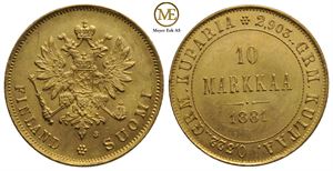 10 markkaa 1881 Alexander II. Kv.0/01