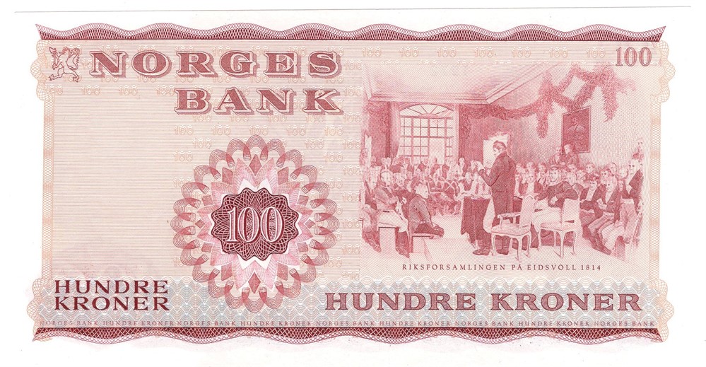 100 kroner 1972 X.7913685. Erstatningsseddel. Kv.0