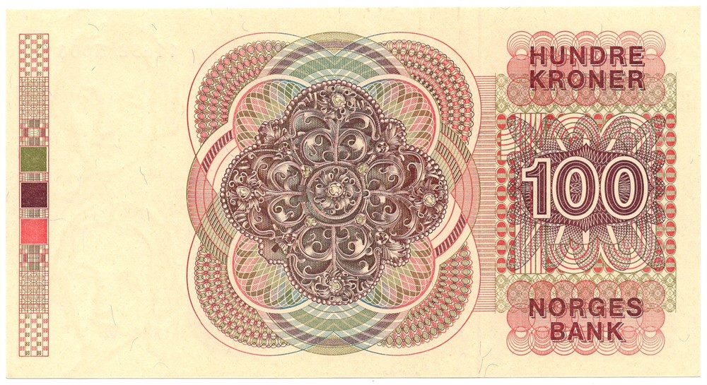 100 kroner 1988 med feiltrykk i serienr. Kv.0