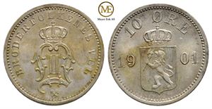 10 øre 1901 Oscar II. Kv.0