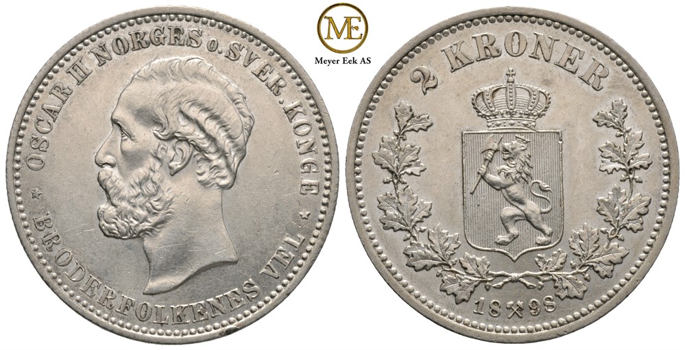 2 kroner 1898 Oscar II. Kv.0