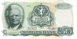 50 kroner 1979 Z. Erstatningsseddel. Kv.0