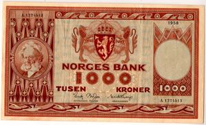 1000 kroner 1958 A Kv.1/1+