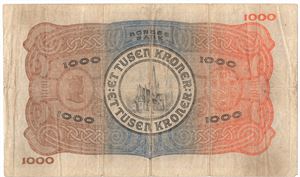 1000 kroner 1918 A.0164898. SS-Seddel. Kv.1-