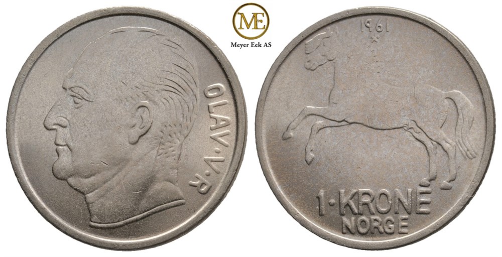 1 krone 1961 Olav V. Kv.0