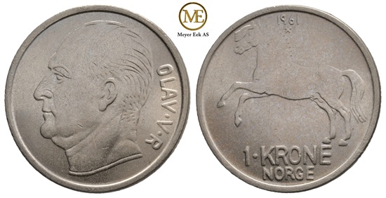 1 krone 1961 Olav V. Kv.0