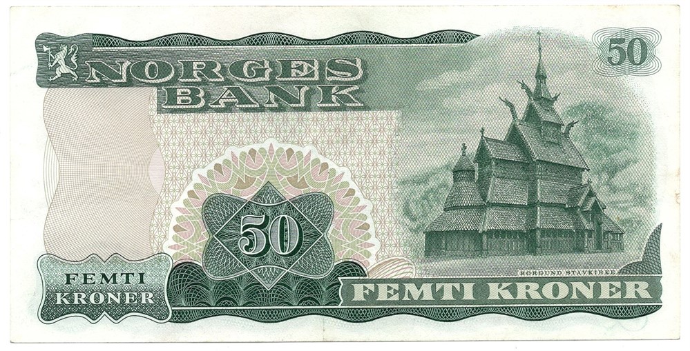 50 kroner 1972 X.3074965. Erstatningsseddel. R-seddel. Kv.01