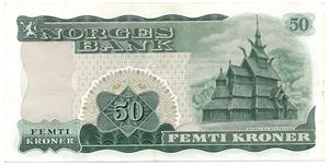 50 kroner 1972 X.3074965. Erstatningsseddel. R-seddel. Kv.01