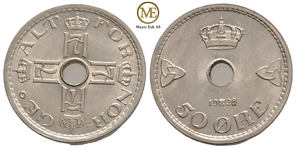 50 øre 1928 Haakon VII. Kv.0