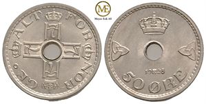 50 øre 1928 Haakon VII. Kv.0