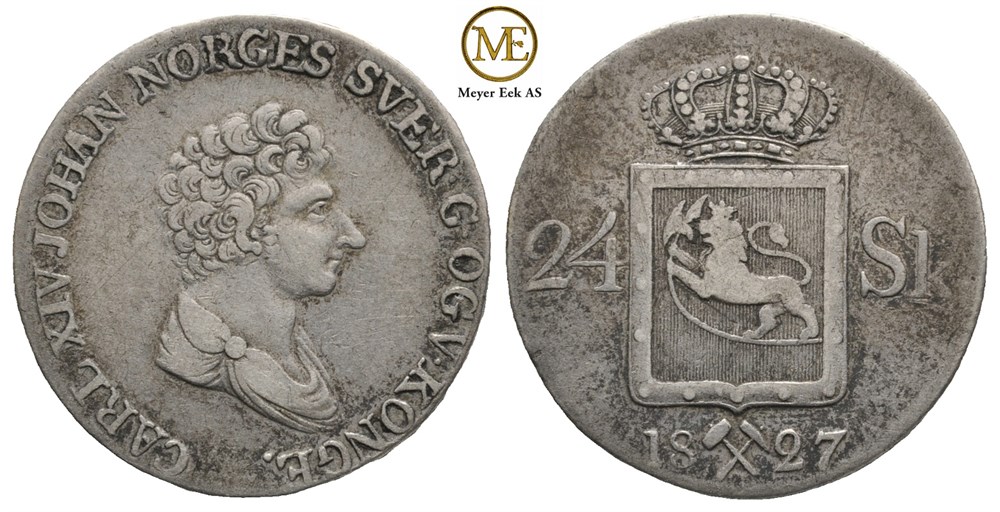 24 skilling 1827 Carl XIV Johan. Kv.1+