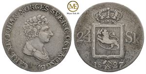 24 skilling 1827 Carl XIV Johan. Kv.1+