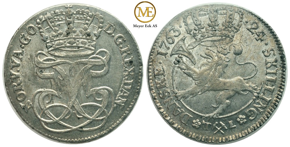24 skilling 1763 Frederik V. Kv.0/01
