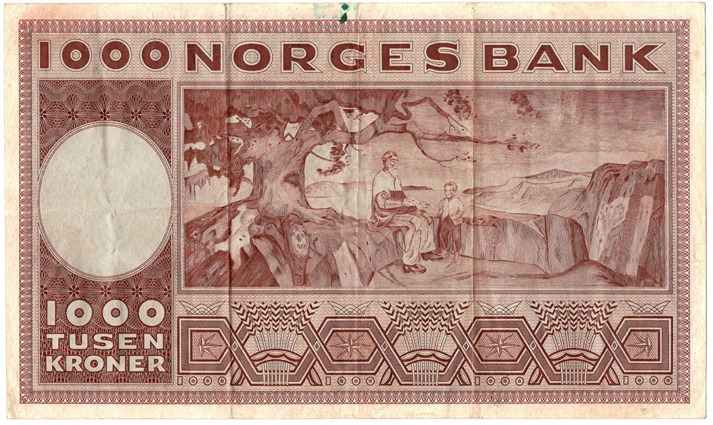1000 kroner 1973 G.2004017 erstatningsseddel. Kv.1/1+